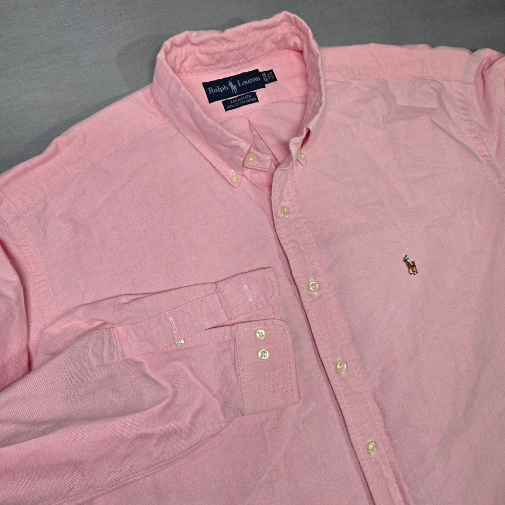 Ralph Lauren Yarmouth‎ Button Down 17.5 Pink Oxford Long Flesh PonySleeve